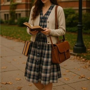 Gap Plaid Sleeveless Dress Size 14 – Academia Style 100% Cotton Y2K Preppy